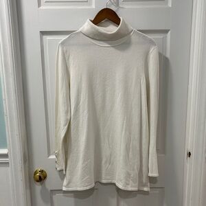 Soft Surroundings Lightweight Turtleneck Sweater Size Large Ivory Tunic Length